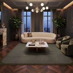 Tapis de luxe moderne en laine tuftée à la main, tapis de sol texturé contemporain pour salon et chambre à coucher, design à bordures épaisses - Product Image 4
