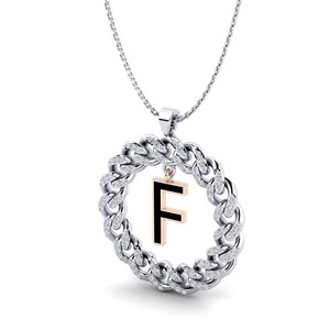 Colgante con Letra F, Plata 925, Aleación de Moissanita, Estilo Hip Hop Unisex, Regalo, Colgante de Moda - Product Image 2