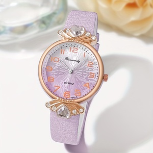 192055 Montre-bracelet pour femmes, mode féminine, couleur bonbon, analogique, cuir PU - Product Image 2