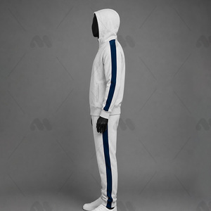 Chándal con Capucha para Hombre, Color Blanco, Cierre Completo, Bolsillos Laterales, Estilo Casual para Otoño, 100% Algodón, Corte Regular - Product Image 4