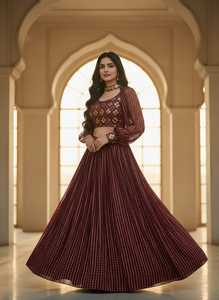Lehenga Choli estilo indio-pakistaní para mujer, diseño indio para boda, Lehenga Choli completo de georgette con dupatta para festivales. - Product Image 3