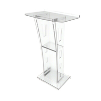 Support de podium en acrylique réglable en hauteur de 43 pouces, pupitre roulant, support métallique moderne pour présentations dans les écoles, utilisation dans les salles de mariage