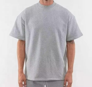 เสื้อยืดคอกลมแขนสั้นสีฟ้าอ่อนสำหรับผู้ชาย ทรงโอเวอร์ไซส์ สีพื้น ผ้าถัก 100% คอตตอน ย้อมสีธรรมดา รุ่น 2027 - Product Image 3