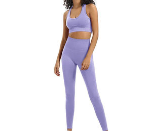 New Casual 2-Piece Sports Activewear Set High Waist <b>Butt</b> <b>Lift</b> Embroidered Solid Pattern Breathable Yoga Bra <b>Leggings</b> - Product Image 2