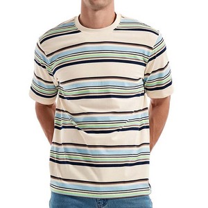 Camisetas de Hombre con Diseño a Rayas, Hechas a Medida en Pakistán, Camisetas de Manga Corta de Algodón Transpirable con Cuello Redondo para Hombre - Product Image 2