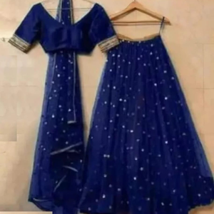 Conjunto Tradicional de Lehenga Choli en Georgette de Algodón Azul Rey con Trabajo de Espejos y Dupatta para Niñas, Ropa de Fiesta - Product Image 3