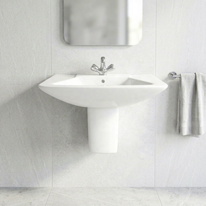 Lavabo de Cerámica Blanco Vistaar con Pedestal, Diseño Cuadrado para Exportación a Centros Comerciales y Villas - Product Image 5