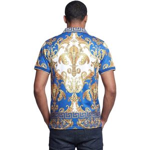 เสื้อโปโลพรีเมียมสำหรับผู้ชาย ลายทาง ผ้าฝ้ายออร์แกนิค แห้งเร็ว แขนสั้น พิมพ์ลายบาโรกความละเอียดสูง - Product Image 3