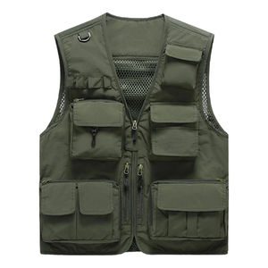 Chaleco Táctico Multibolsillos Verde Oliva para Hombre, Cierre de Cremallera, Transpirable, para Actividades al Aire Libre, Informal, para Verano - Product Image 1