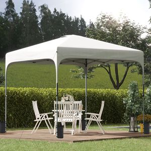 Tente d'extérieur pop-up blanche de 10 'x 10' avec roues de sac de transport à hauteur réglable et sacs de poids à 4 jambes Gazebo pliable - Product Image 2