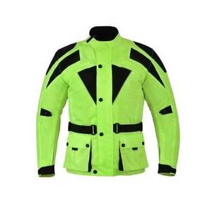 เสื้อแจ็คเก็ตมอเตอร์ไซค์ผู้ชายสีเขียวนีออนดำ ตัดต่อสี แขนยาว กันลม ใส่ได้ทุกฤดู สำหรับขี่รถแข่ง เสื้อแข่งรถ - Product Image 1
