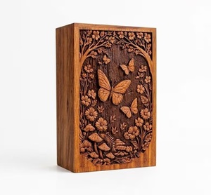 Wooden Cremation Urn for Human Pet Baby Ashes Eco-Friendly Durable Butterfly Floral Engraved Rosewood <b>Memorial</b> <b>Keepsake</b> Funeral - Product Image 1