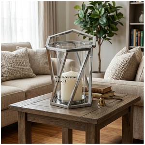 High-Quality Polished Metal Tabletop <b>Lantern</b> with Glass Chimney Glass <b>Lantern</b> for <b>Indoor</b> Luxury Decoration - Product Image 1