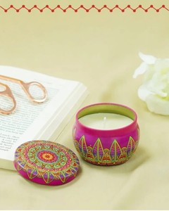 Elegant Moroccan <b>Tin</b> Jar Fragrance <b>Candle</b> for Decorative Home Styling Cozy Evening Atmosphere Relaxation Spa Meditation - Product Image 2