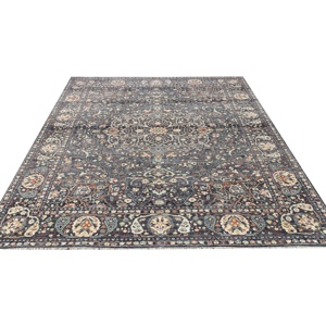Handknotted Wool and Silk Tapestry Luxury Dark Blue Medallion Pattern Traditional Living Room Decor - Product Image 5