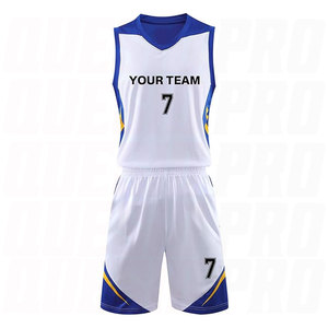 Uniforme de Baloncesto con Logotipo Personalizado, Color Blanco y Azul, Precio de Fábrica, Último Modelo, Jersey y Pantalones Cortos de Secado Rápido, Buena Calidad, Impresión por Sublimación - Product Image 3