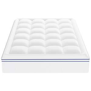 Queen Size 1\" <b>Thickness</b> Fiber Fill <b>Mattress</b> <b>Topper</b> Comfortable Supportive Cooling Breathable Detachable Washable Bedside Pocket - Product Image 1