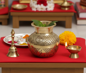 Kalash de Latón, Lota Decorativa para Pooja, Recipiente de Agua Religioso Hindú, para Templo, Sala de Oración, Hogar, Altar, Boda, Festival, Ceremonia Espiritual - Product Image 3