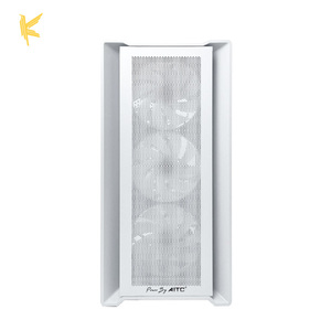[KINGSMAN AITC] White Micro ATX Mid Tower PC Case with 4 ARGB <b>Fans</b> Tempered Glass Window for Gaming <b>Computers</b> - Product Image 1
