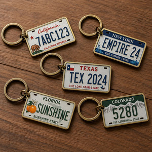 Europe Souvenir Number <b>Plate</b> Keychain | UV Print Custom City Zinc | Country Flag Metal Tag Wholesale | Tourist Gift Shop Low MOQ - Product Image 3