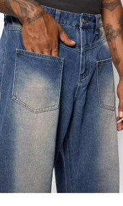 Jeans de Mezclilla para Hombre, 100% Algodón, Estilo Urbano, Desgastados, Anchos y Holgados, Jeans de Pierna Ancha para Hombre - Product Image 5