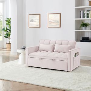 Divano Letto Moderno in Velluto Estraibile da 138 cm, Design Versatile Pieghevole con Schienale Regolabile in 3 Lunghezze, Disponibile in Rosa - Product Image 3