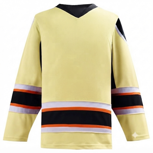 Maillot de Hockey sur Glace Homme Qualité Premium 2026 – Col en V, Manches Longues, Tissu Respirant en Maille, Séchage Rapide, 100% Polyester – Logo et Nom Personnalisables - Product Image 1