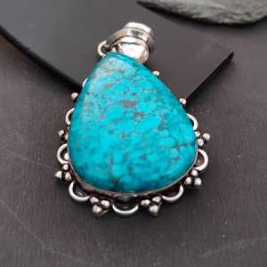 Colgante de Turquesa Natural con Corte de Lágrima, Certificado IGI, Plata de Ley 925, Joyería Hecha a Mano, Regalo Elegante para Mujer, Cumpleaños - Product Image 2