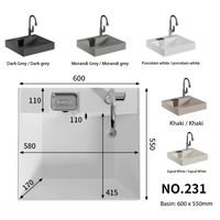 Lavabo de salle de bain moderne en pierre artificielle avec évier de buanderie profond intégré pour le nettoyage domestique