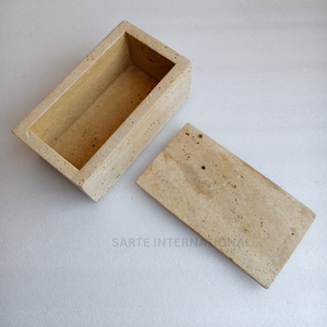 Moderno Dispensador de Papel Higiénico de Piedra Travertino, Rectangular, Acabado Natural, Organizador Decorativo para Baño - Product Image 6