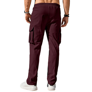 Athletic Fit Mens Cargo Jogger Pants Secure Zip Multi Pocket Bottoms Casual Streetwear Style <b>Elastic</b> Drawstring Waist <b>Trousers</b> - Product Image 2