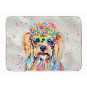 Yorkshire Terrier Hippie Dawg tapis de bain en mousse à mémoire lavable en Machine Anti-Fatigue tapis de cuisine coussin de confort pour bain cuisine - Product Image 1