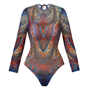 2026 Long Sleeve <b>Sheer</b> Sun Protection One Piece Set Swimsuit Women Sexy Rash Guard Swimwear <b>Bodysuit</b> Sports Swimwear Beach Top - Product Image 6
