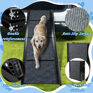 Rampa Portatile per Animali Domestici per Auto SUV Camion - Rampa Pieghevole per Cani Lunga 180 cm e Larga 48 cm con Superficie Antiscivolo e Gradini Extra Larghi - Product Image 5