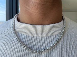 Collar de Cadena Miami Chapado en Oro de 14K/24K para Hombre con Diamantes Baguette Engastados en Canal, Aleación de Zinc, Joyería para Fiesta Hip Hop y Uso Diario - Product Image 1