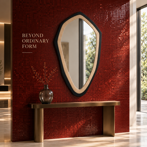Espejo de Pared con Borde Esculpido en Negro y Dorado, Moderno y Asimétrico, Decorativo para Sala de Estar, Dormitorio, Entrada, Decoración de Lujo para el Hogar - Product Image 3