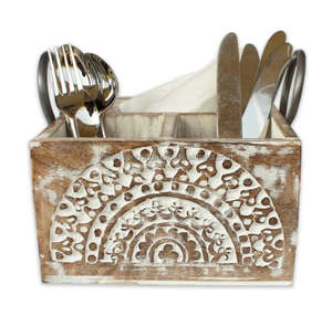 Handcrafted Wooden Cutlery Stand Made from Natural Solid Wood <b>Utensil</b> Holder for <b>Kitchen</b> Dining Table or Countertop Rustic - Product Image 3