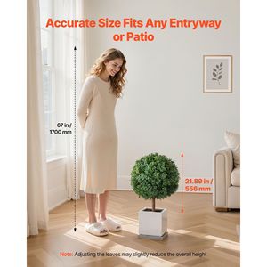 Árboles de boj artificiales de 27 pulgadas, juego de 2 arbustos falsos con estaca para suelo, plantas en maceta de árbol de seda de aspecto realista - Product Image 5