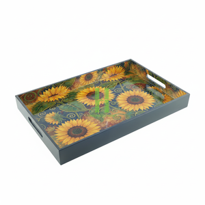 Plateau de service en bambou laqué, écologique, style bohème, peint à la main, finition laquée mate et brillante, prix direct usine, OEM Vietnam - Product Image 1