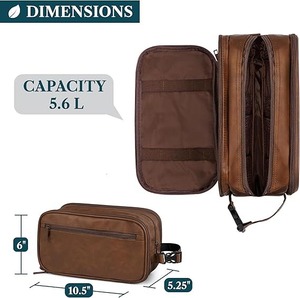 Genuine Leather Wholesale Shaving Pouch Organizer Travel Pouch Beauty Zipper Cosmetic Bags Women's Makeup Bag Men's <b>Toiletry</b> Bag - Product Image 2