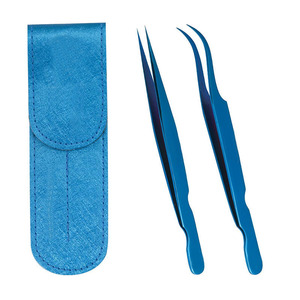 Extension de cils en acier inoxydable, design personnalisé, finition bleue avec revêtement en titane, avec pinces super droites - Product Image 6