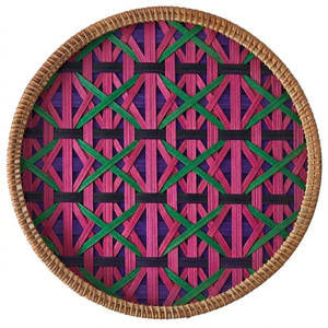 Multifunctional Bamboo <b>Placemat</b> <b>Round</b> Rattan Table Mat Colorful Woven Decorative Dinner Coaster Wall Hanging Art Tray - Product Image 5