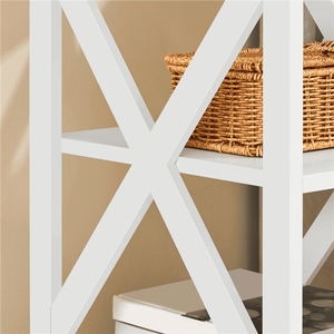 Tavolino a 3 Ripiani in Legno Bianco a Forma di X per Soggiorno e Camera da Letto - Product Image 4
