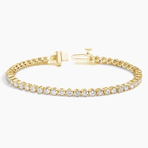 Pulsera de tenis con diamantes de corte redondo y engaste de punta compartida de eternidad completa - Product Image 2