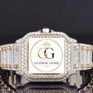 Reloj de Diamantes con Baño de Oro de Lujo y Alta Calidad para Hombre, Estilo Casual para Club y Noche, Disponible a Precio de Exportación - Product Image 2