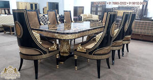 Ensemble de table à manger en teck sculpté à la main de style européen moderne, haut de gamme, 12 places, meubles de salle à manger - Product Image 4