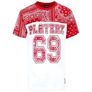 เสื้อยืดผู้ชาย Playerz 69 ลาย Paisley แขนสั้น คอกลม สไตล์สตรีท ทรงปกติ สีขาวดำ ผ้าเจอร์ซีย์คอตตอน - Product Image 5