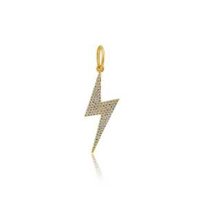 Pendentif Élégant et Unique en Or Massif 14K 18K avec Breloques Éclair de Luxe et Diamants de Laboratoire Ronds Taillés en Pavé, Vente en Gros - Product Image 4