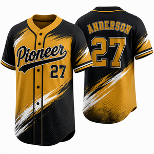 Factory Direct Full <b>Button</b> Baseball Jersey Tournament Lightweight Ventilated Polyester Interlock Name Number Logo Youth Flexible - Product Image 5