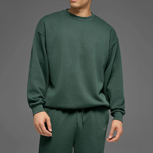 Ensemble de sweat-shirts à col rond pour homme, couleur unie, décontracté, vêtements d'automne, 100% coton, tricoté en molleton français, manches longues - Product Image 3